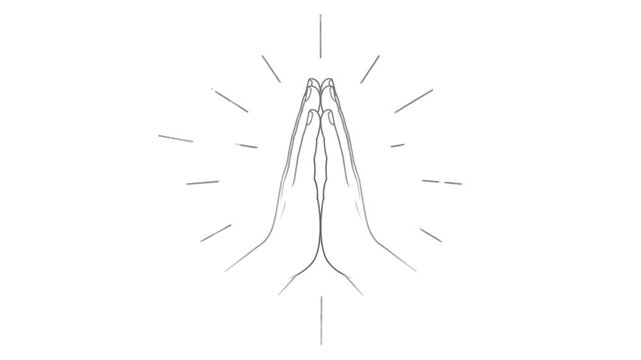 Pray Animation. Pray Icon on White Background. Prayer Animated. Hand Prayer. Green Screen 4k Stock Video 