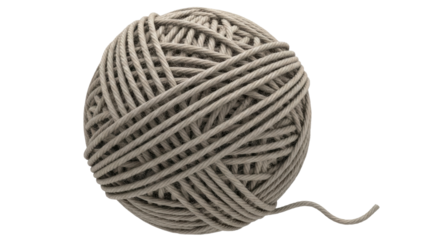 Isolated ball of yarn, soft material for needlework and handicrafts. Beautiful grey ball