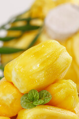 Fresh Golden Pineapple Chunks with Mint - Sweet Tropical Fruit from Thailand Vietnam