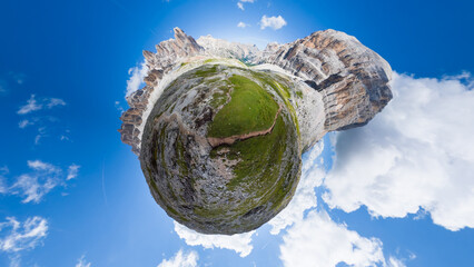 Hiking at Passo Falzarego - Cortina d'Ampezzo - Italy - Tiny planet