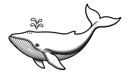 Fototapeta premium Isolated Humpback Whale Swimming Upward with Water Spout, Artistic Marine Mammal Image