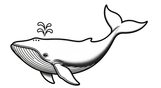 Isolated Humpback Whale Swimming Upward with Water Spout, Artistic Marine Mammal Image