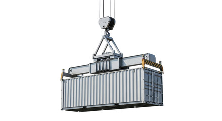 Isolated Container Lifted by Crane Ready for Shipping and Logistics Applications Supply Chain