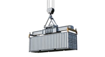 Isolated Container Lifted by Crane Ready for Shipping and Logistics Applications Supply Chain