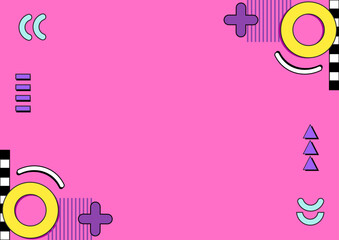 Retro 80s Memphis Background  Bright Pink and Colorful Pattern