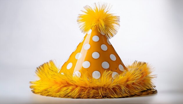 Vibrant Polka Dot Party Hat With Yellow Pom Pom Isolated On Transparent Background