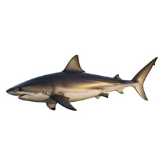 Obraz premium Great Shark Side View in Dynamic Swimming Pose, Isolated