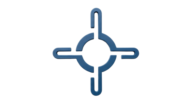 Isolated object for graphic design featuring a blue abstract circular crosshair-like form