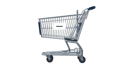 Isolated shopping cart for retail merchandise at market or store, steel basket design