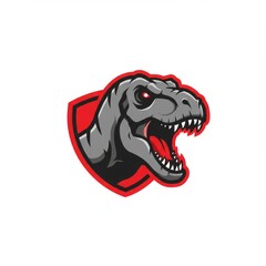 Obraz premium Esport T-Rex mascot illustration on white background. Fierce, bold, and powerful dinosaur character design, perfect for gaming logo, sport team branding, and digital identity concepts.