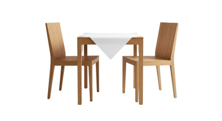 Fototapeta premium Isolated dining set, light wood table and chairs, simple design, modern furniture indoors