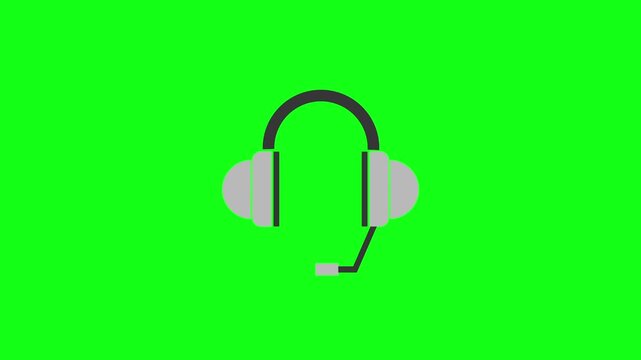 Headphones Icon Animation Chroma Key Green Screen Recording Studio Podcast Call Center Customer Service Gaming Audio