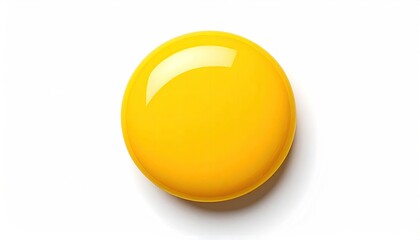 Round, glossy, bright yellow disc on white background