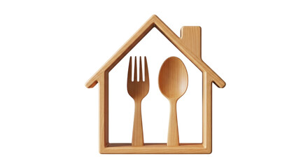 Isolated fork and spoon set inside house, a symbol for home cooking, dining room