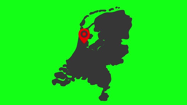 Netherlands Map Location Animation on Green Screen Background