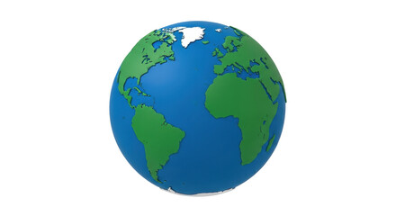 Isolated planet Earth globe, simple continents, oceans, illustration with no background