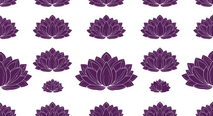 Lotus flower pattern, white outline, purple fill