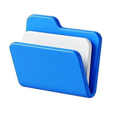 Blue folder with documents isolated on transparent background
