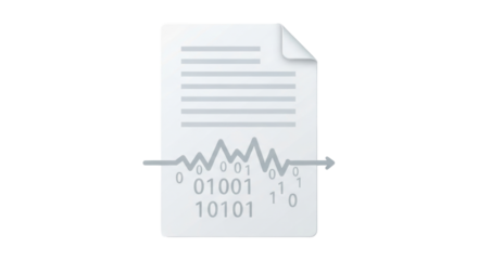 Isolated document with data stream, digital information analysis, insights on paper, file