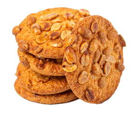 Peanut cookies stack on transparent background