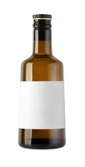 Olive oil bottle with blank label on transparent background