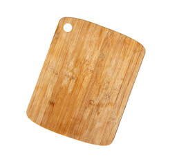 Bamboo cutting board for food preparation on transparent background