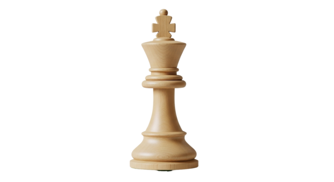 Isolated chess piece showing a king with classic design for a chess board game strategy