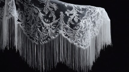 Lace fabric with fringe