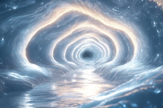 Spiral vortex swirling in water.