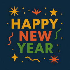 Fototapeta premium ハッピーニューイヤー文字｜Happy New Year Typography