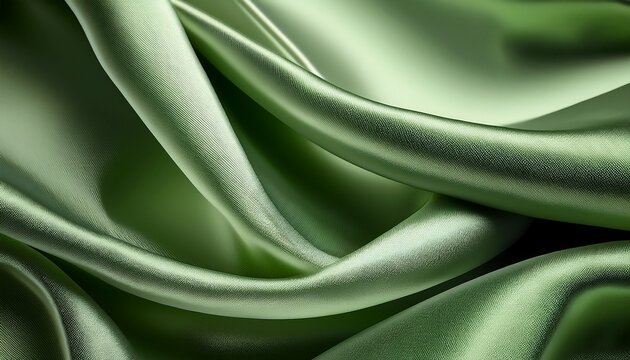 sage green silk fabric elegant folds rich texture luxurious drape