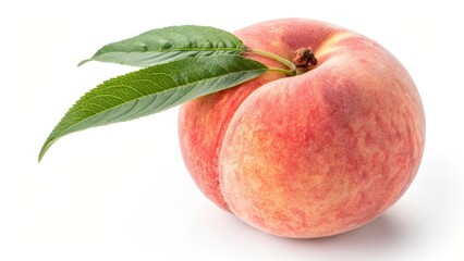 Fresh whole peach isolated on whitebackground, 