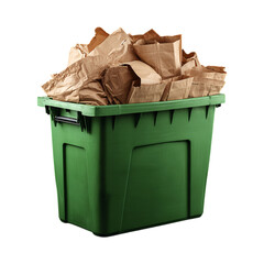 Paper Recycling Bin Overflowing isolated on transparent background