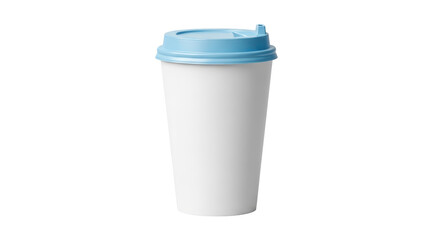 Isolated takeout paper coffee cup with blue lid, ready for branding or design work