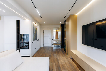 A Modern Living Room Interior Featuring a Sleek Design Along with a Minimalist Aesthetic