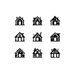 Minimal Black Vector Icons on White Background