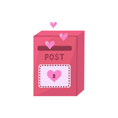 love postbox, a cute pink mailbox for love letters for Valentine's day. Vector Illustration for backgrounds and packaging. Image can be used for cards, posters, stickers. Isolated on white background.