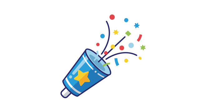 Celebration icon exploding popper with vibrant confetti for festive occasions cheerful and joyous