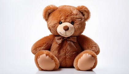 Obraz premium brown teddy bear plush toy white background isolated no background