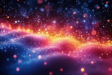 Colorful lights wallpaper in a living room.