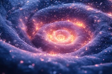 Spiral galaxy with stars and nebulas.