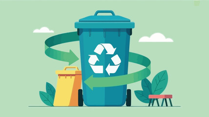 trash can with recycling symbol