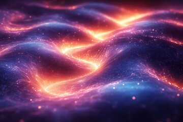 Colorful wave of water in bright orange and blue hues.