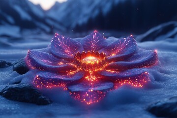 Glowing snow flower.