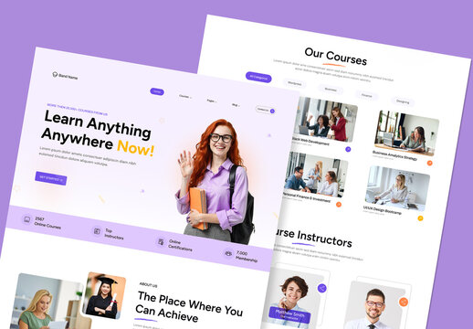 Modern E-Learning Website Landing Page UI Template for Online Education & Courses
