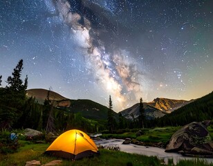 Camping under a vibrant Milky Way
