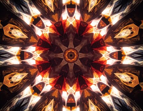 Abstract kaleidoscope design, vibrant colors - Powered by Adobe