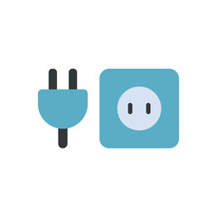 Plug and socket icon in colorful design for connection, adapter, and household visuals.