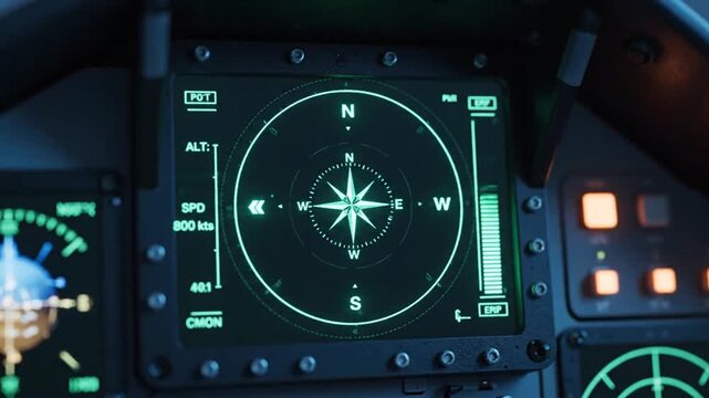 Airplane cockpit display with compass navigation system