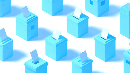 Blue ballot box pattern minimal voting concept calm